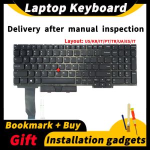 Klavye için Klavyeler Lenovo Arka Işık Klavyesi Olmadan ThinkPad E15 Gen1 E15 Gen2 R15 E308092 NOTBOOK US/UA/ES/BT/KR/PT/TR