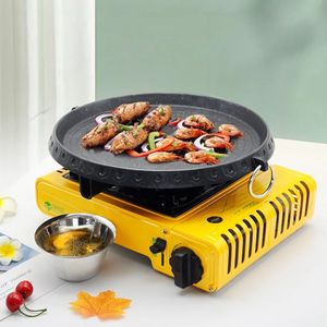 Korean BBQ Grill Pan med Maifan Stone Coated Surface Nonstick Camping Freying Portable Plate for Outdoor 240402