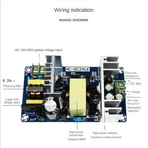 180W 36V Yüksek Güçlü AC-DC Anahtarlama Güç Kaynağı Endüstriyel Güç Kaynağı Modülü Kiti AC110-240V-DC36V5A