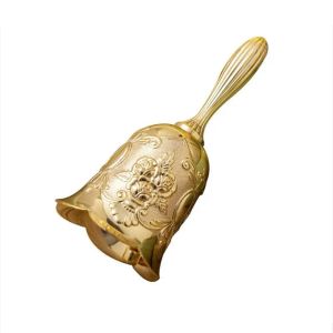 Europe Golden Metal Restaurant Bar Counter Passing Dish Table Bell Hand Bell Jingle Bells Jingle Bells For Crafts A047