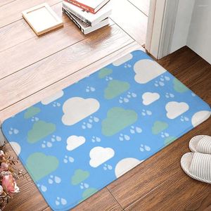 Mattor Girly Clouds With Rains Seamless Doormat Rug Carpet Mat Footpad Bath Polyester Non-Slip Balcony Toalett tvättbar borttagning