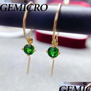 Dangle żyrandol kolczyki GEMICRO Naturalne Dioie 925 Sterling Sier Drop Hook Stud