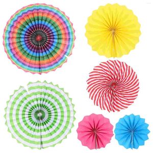 Dekorativa figurer 6 PCS Papper Fan Flower Wall Decorations Hanging Fans Decors Wedding Classical Party Accessories Garlands