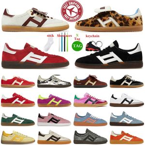 Adidas Gazelle samb spezial shoes casual shoes designer shoes Wales Bonner Leopard Print Shoes Cream White Handball spezial shoes Mens Womens Sports sneakers trainers【code ：L】