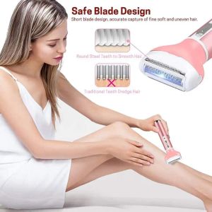 Kemei 4in1 Lady Shaver Legh Facial Body Women Electric Shaver眉トリマービキニノーズ耳脱毛