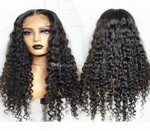 Curly 5x5 Jedwabny Top Lace Close Peruki dla czarnych kobiet Brazylijskie 13x6 koronkowe peruki 150 180 gęstość Remy Wig4791759