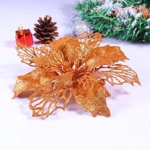 Decorative Flowers Flower Craft Ornament Christmas Tree Artificial Decor Gold Plated Earrings