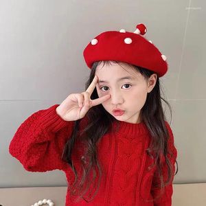 Berets Cute Red White Mushrooms Design Girls Ladies Painter Hat Autumn Winter Parent-child Payment Bud Warm Wool Knitted Beret Caps