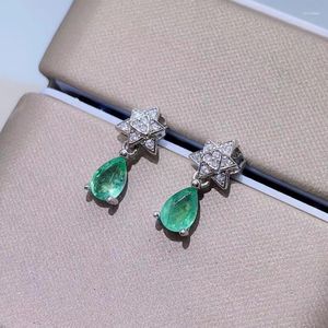 Bolzenohrringe Yulem natürlicher Wassertropfen Emerald 4x6mm VVS Grad Hochwertige Grün 925 Sterling Silber Birne geschnittene Feinschmuck