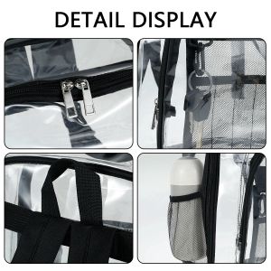 3Pcs Clear Backpack Set with Compartment Heavy Duty Stadium See Through Bookbags Waterproof PVC Transparent Large School Bag