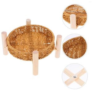 Dinnerware Sets Multi-tiered Fruit Bowl Trays Bread Serving Basket Storage Baskets Round Iron Simulation Rattan Weaving Party