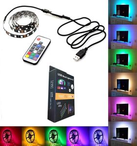 Sfondo di sfondo TV LED LIGHTING 30EDSM DC5V USB SMD5050 RGB con controller Mini e 17Key RF 50 cm 1m 2m Set9728544