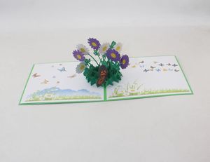 Handgjorda 3D -pop -up blommor gratulationskort tack pappersinbjudan födelsedag vykort för mamma lärarfestfest leverans9969579