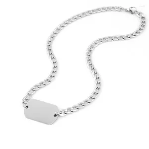 Colar de colar de pendente Colar de corrente cubana para homens Mulheres barra em branco DIY PRIMEIRA PRIMEIRA PRATA PRATA PRATA PARA CHOKERS DE AÇO ANTERIÁRIO