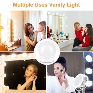 3 modalità Colors Maggiore specchio per trucco LED LED-DEMPRE DEMPITÀ LAMPAGNA LUMPAGGIO USB 12V Lampada a parete specchio
