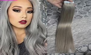 Silver Gray Hair Extensions Seamless Remy 100g Tape In Human Extensions 100g40pcs Pu Skin Weft Tape Hair Extensions Hair Product4234020