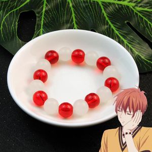 リンクブレスレットアニメフルーツバスケットKyo Sohma Bracelet White Red Crystal Beads Bangle Pulsera for Men 1：1 Cosplay Props Jewelry Gift