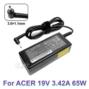 Adaptador 19V 3.42A 65W 3,0*1,1 mm Charger de adaptador de energia AC para Acer Aspire S3 S5 S7 P3 Iconia C740 C720 TAB W500 W700 C740 C910