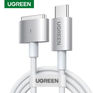 Ladegeräte UGreen LED Magnetic für USB C zu Magsafe 2 Ladekabel PD -Ladegerät für Apple Book Air Power Adapter Cable 2m Nylon geflochten