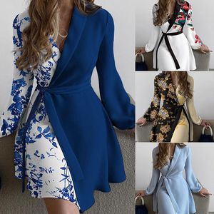 Abiti casual Trendy Womens Europe and the United States Foreign Trade Autumn Models Temperament One-Piece Color Combination Abiti