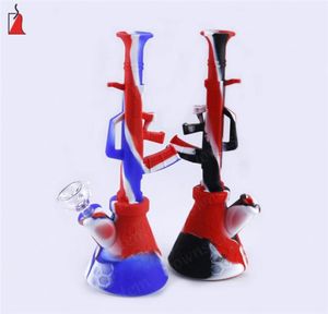 Silicone Rubber Smoking Water Pipes Bong AK47 Shape Wax Oil Concentrate Bong5148884