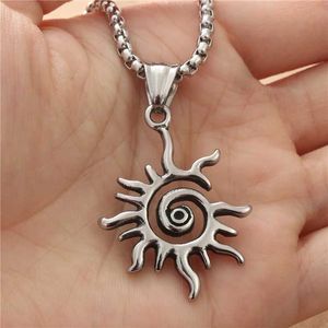 Pendant Necklaces Fashionable and Creative Sun Flame Pendant Necklace Punk Hip Hop Retro Fashionable Mens Hollow Stainless Steel Necklace Jewelry GiftsQ