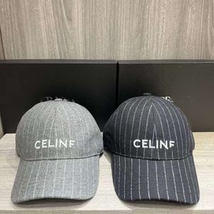 2023 Spring And Autumn New CE Correct Letter Baseball Women's Trendy Brand Stripe Grey Embroidered Duck Tongue Showcase Face Small Hat