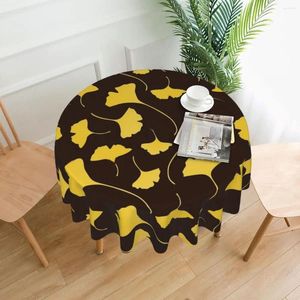 Table Cloth Yellow Ginkgo Biloba Tablecloth Leaves Print Fun Round For Christmas Party Cover Design Decoration