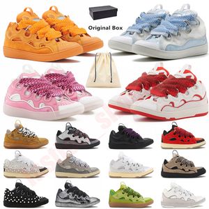 2024 Luxury Casual Shoes Leather Curb Sneakers Designer Dress Shoes For Men Kvinnor Extraordinär slapp sneaker Calfskin Nappa Platform Herr Sports Trainers