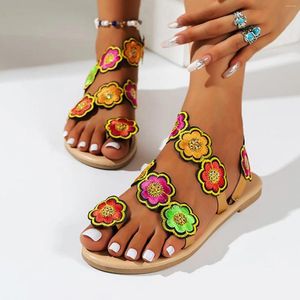 Sandaler Kvinnors sneaker Summer Ethnic Style Colorful Flower Flat Shoes for Women Stor storlek som erbjuds