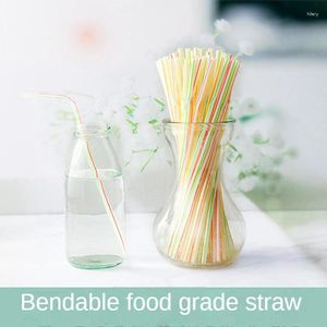 Disposable Cups Straws 100 Pieces Of Plastic Bendable Drink Wedding Decoration Mixed Color Party Supplies