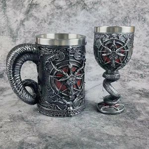 Mugs Creative Devil Claw Beer Mug Resin Stainless Steel Liner Double Wall Coffee Cup Wine Goblet For Home Kitchen Decoration Gift