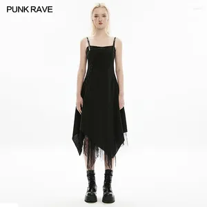 Vestidos casuais punk rave rave feminino feminino laca de chiffon splicing vestido de deslizamento longo 3d decoração gótica diária de saia em camadas diárias