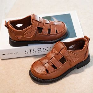 Кроссовки летние детские сандалии искренние кожаные сандалии пляжные туфли для мальчиков Сандалии девочек обувь для детей с закрытыми пальцами для малышей.