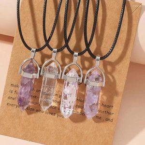 Pendant Necklaces 4 PCS Geometric Glass Stone Set Pink Blue Opal Options Charm Black Cord Women Fashion Jewelry