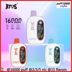 ATVS 16000 Puffs E Сигареты Перезаряжаемые встроенные встроенные беговые лампы в форме SmartDiamond