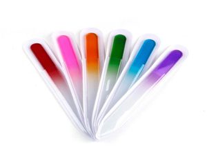 Färgglada glas nagelfiler Hållbara kristallfilbuffert Nagelvårdskonstverktyg för manikyr UV Polish ToolsA565253368