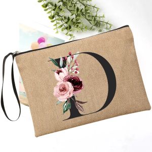 Sacchetti cosmetici da donna regali da damigella d'onore lettere di fiori personalizzati da donna borsetti casuali
