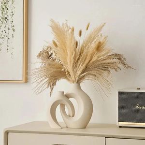Vases Modern Nordic Style Flower Decoration Home Room Shelf Accessories Ceramic Desktop Office Bookshelf Art Decorative Vase