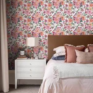 Wallpapers Boho Floral Peel And Stick Wallpaper Pink Watercolor Flowers Self Adhesive Room Decor Furniture Cabinet Sticker