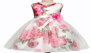 2018 NOWOŚĆ GIRLY GIRLES Summer Rose Printed Gaza Puff Księżniczka sukienka przyczynowa dziewczyna Summer Elegancka swobodna sukienka bez rękawów 4486737