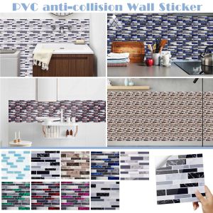 10pcs Self Adhesive 3d Tile Stickers Kitchen Bathroom Wall Decor For Tile Waistline Kitchen Living Room Decorative Stickers