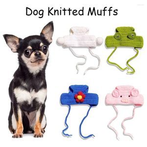 Dog Apparel Cute Winter Knitted Hat Anxiety Relief Warm Puppy Cap Earmuffs Muffs Pet Ears Covers