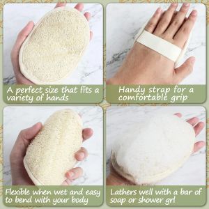 2 sztuki złuszczającej podkładka gąbki Naturalne ręcznik gąbki rękawiczki do ciała dla mężczyzn i kobiet, odpowiednie do kąpieli spa