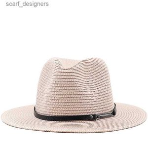 Szerokie brzegowe czapki wiadra czapki moda nowa naturalna panama miękka słomka kapelusz letnie kobiety męskie grzbiet plażowy hat ochronę UV Fedora gorąca wyprzedaż hurtowa y240409
