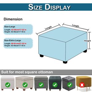 Velvet Square Ottoman Covers Folding Storage Stool Furniture Protector Stretch Footrest Foot Stool Covers Living Room Slipcover