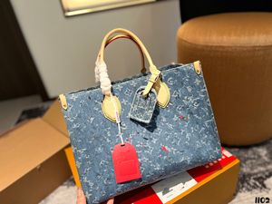 Denim tote Bag ONT H EGO Large capacity shopping bag, women's single carry bag, Dinner bag, Luxury brand bag, designer bag