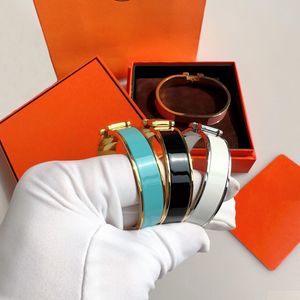 Pulseira de pulseira de pulseira de letra clássica masculina e feminino Bracelets 18k Gold Rose Sier Tri-Colour 12mm de largura 17/19 Luxo dr ot50n
