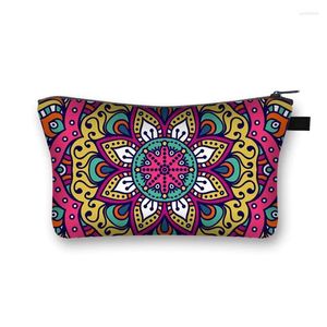 Storage Bags Vintage Mandala Pattern Multifunctional Cosmetic Napkin Organizer Gothic Women Wallet Floral Makeup Bag