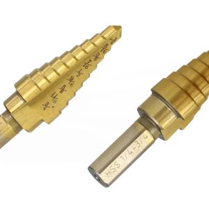 XCAN HSS Step Drill Bit 1/8-3/4 Titanium Coated Step Cone Drill Bit For Wood Metal Hole Drilling Straight Grooved Hole Drill Bit